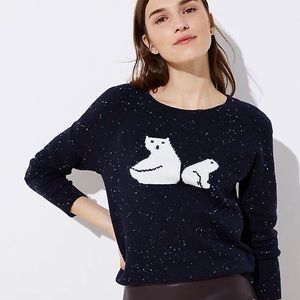 NWT Loft Navy White Polar Bear Long Sleeve Sweater